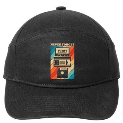 Never Forget Vintage Floppy Disk Vhs Tape 90s 80s Cassette Great Gift 7-Panel Snapback Hat