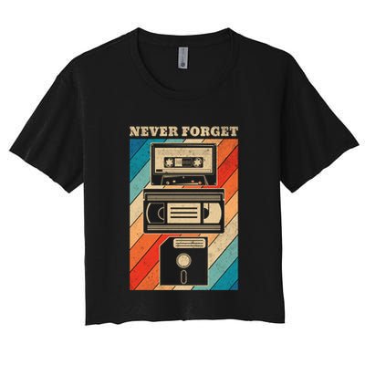 Never Forget Vintage Floppy Disk Vhs Tape 90s 80s Cassette Great Gift Crop Top