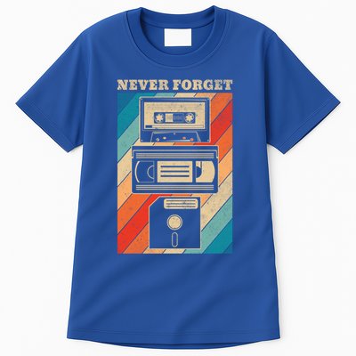 Never Forget Vintage Floppy Disk Vhs Tape 90s 80s Cassette Great Gift Tall T-Shirt