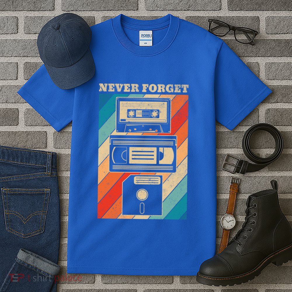 Never Forget Vintage Floppy Disk Vhs Tape 90s 80s Cassette Great Gift Tall T-Shirt