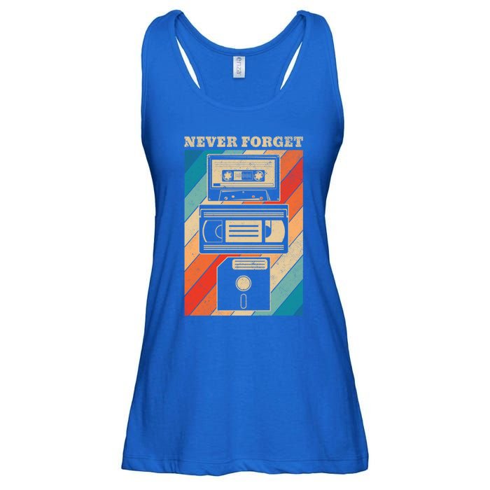 Never Forget Vintage Floppy Disk Vhs Tape 90s 80s Cassette Great Gift Ladies Essential Flowy Tank