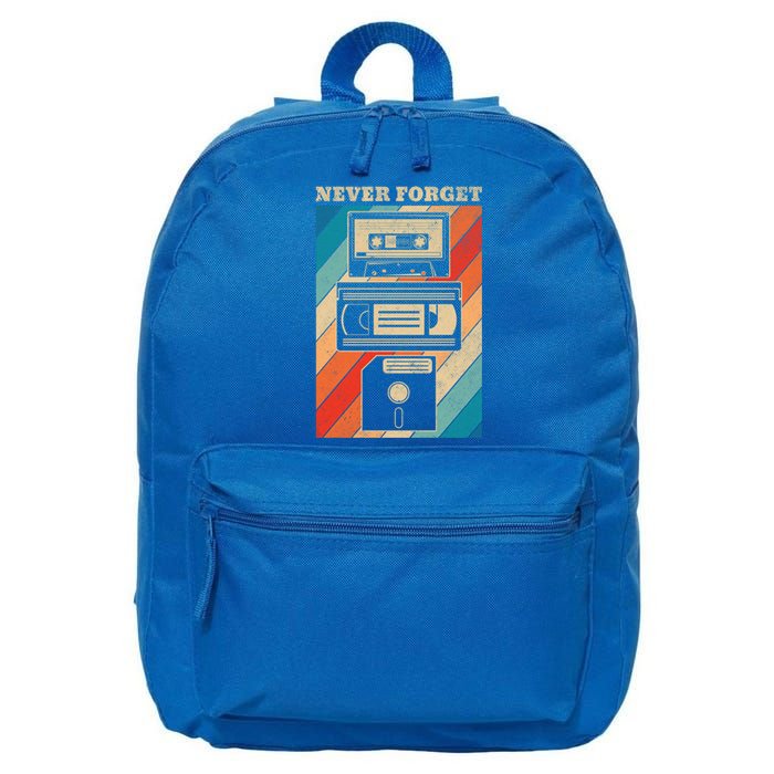 Never Forget Vintage Floppy Disk Vhs Tape 90s 80s Cassette Great Gift 16 in Basic Backpack