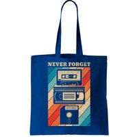 Never Forget Vintage Floppy Disk Vhs Tape 90s 80s Cassette Great Gift Tote Bag