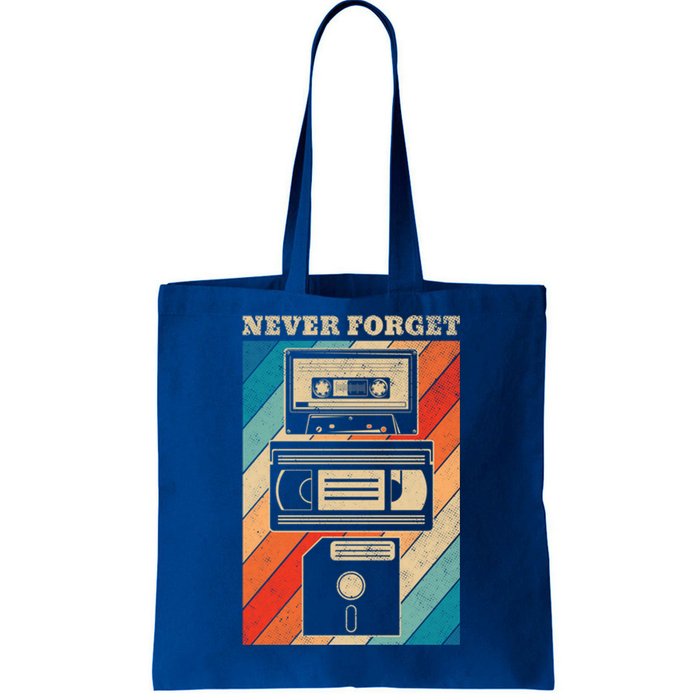 Never Forget Vintage Floppy Disk Vhs Tape 90s 80s Cassette Great Gift Tote Bag