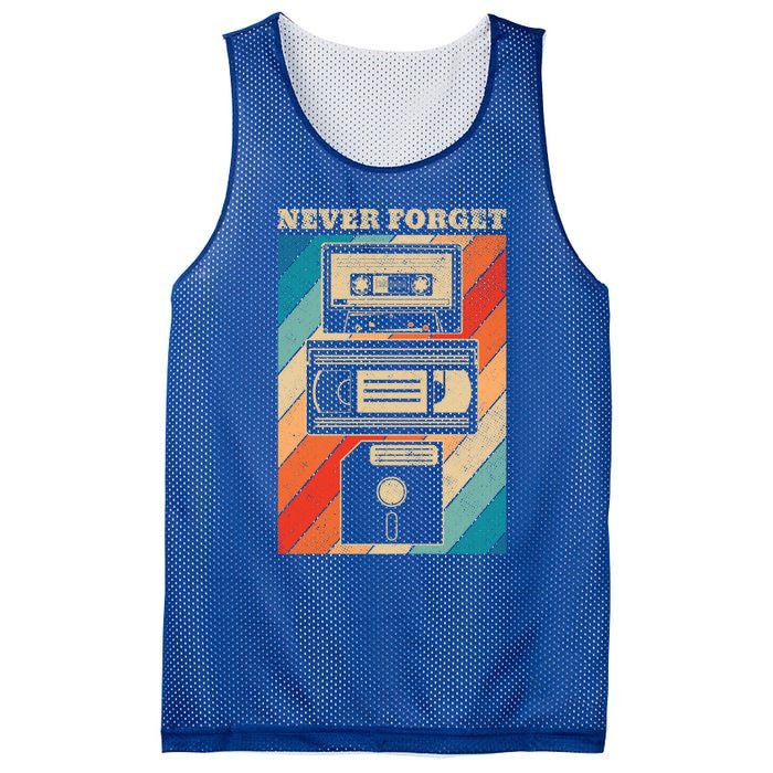 Never Forget Vintage Floppy Disk Vhs Tape 90s 80s Cassette Great Gift Mesh Reversible Basketball Jersey Tank