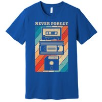 Never Forget Vintage Floppy Disk Vhs Tape 90s 80s Cassette Great Gift Premium T-Shirt