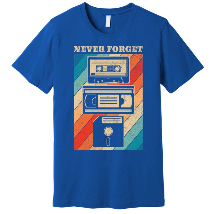 Never Forget Vintage Floppy Disk Vhs Tape 90s 80s Cassette Great Gift Premium T-Shirt