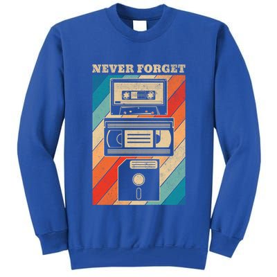 Never Forget Vintage Floppy Disk Vhs Tape 90s 80s Cassette Great Gift Tall Sweatshirt