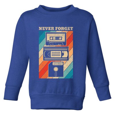 Never Forget Vintage Floppy Disk Vhs Tape 90s 80s Cassette Great Gift Toddler Sweatshirt