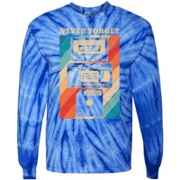 Never Forget Vintage Floppy Disk Vhs Tape 90s 80s Cassette Great Gift Tie-Dye Long Sleeve Shirt