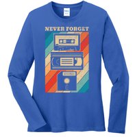 Never Forget Vintage Floppy Disk Vhs Tape 90s 80s Cassette Great Gift Ladies Long Sleeve Shirt