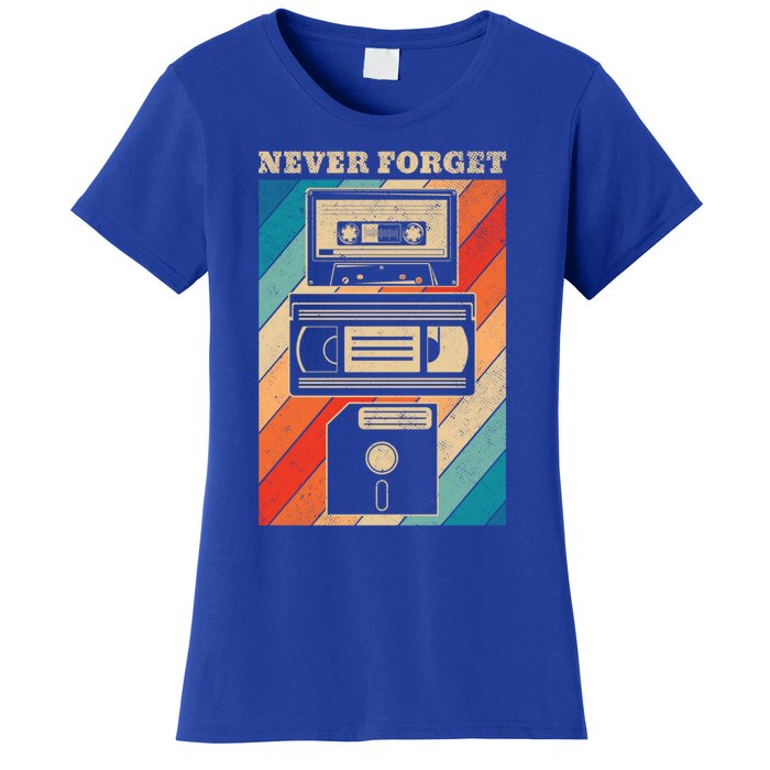 Never Forget Vintage Floppy Disk Vhs Tape 90s 80s Cassette Great Gift Women's T-Shirt