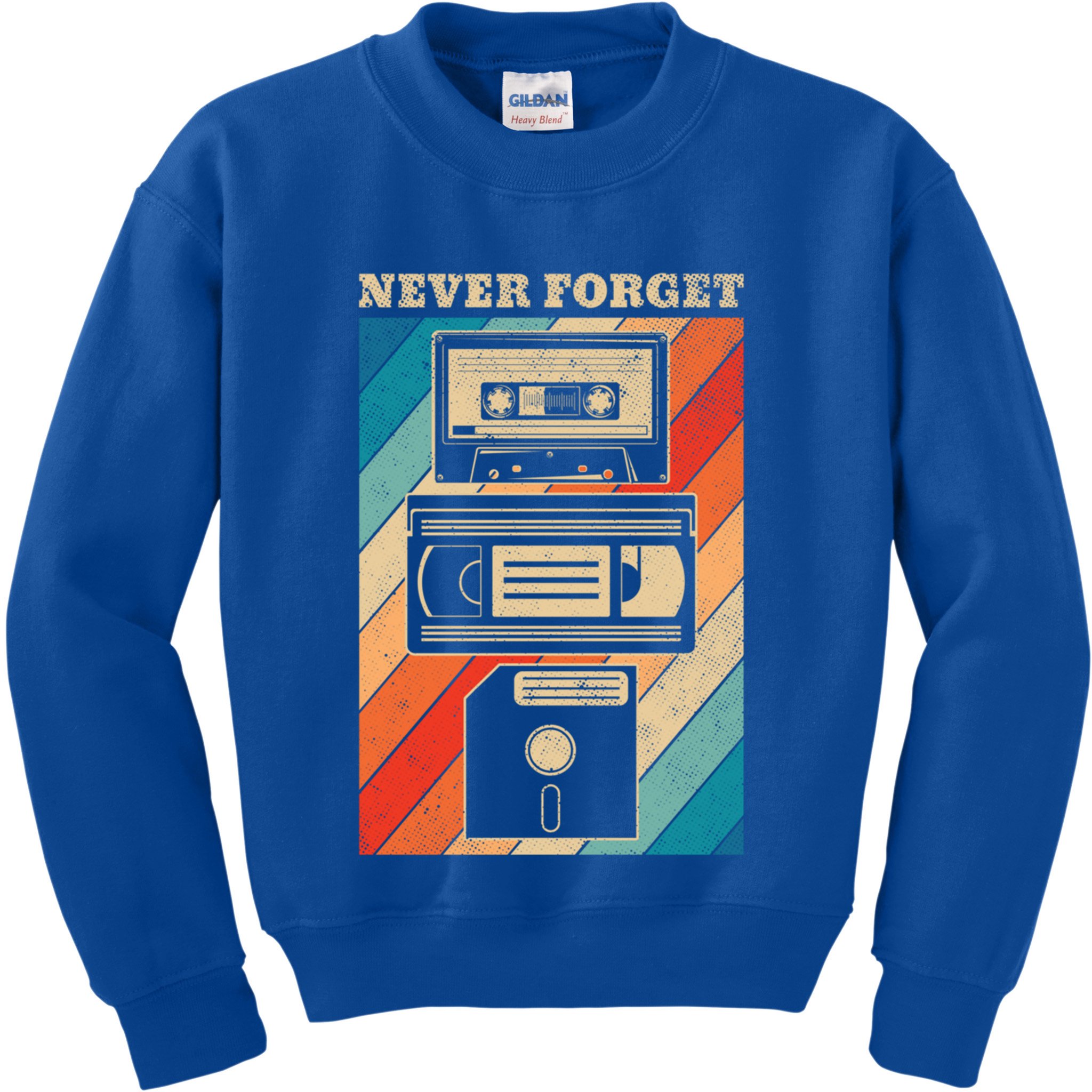 Never Forget Vintage Floppy Disk Vhs Tape 90s 80s Cassette Great Gift Kids Sweatshirt