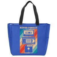 Never Forget Vintage Floppy Disk Vhs Tape 90s 80s Cassette Great Gift Zip Tote Bag