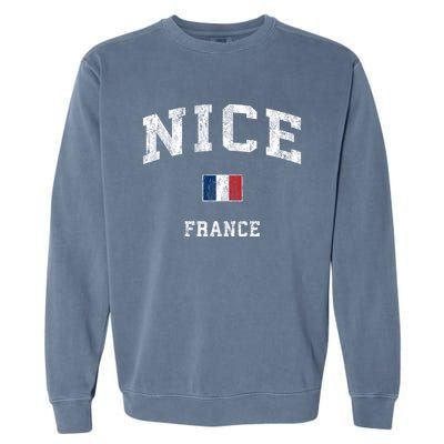 Nice France Vintage Athletic Sports Design Meaningful Gift Garment-Dyed Sweatshirt