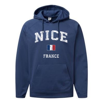 Nice France Vintage Athletic Sports Design Meaningful Gift Performance Fleece Hoodie