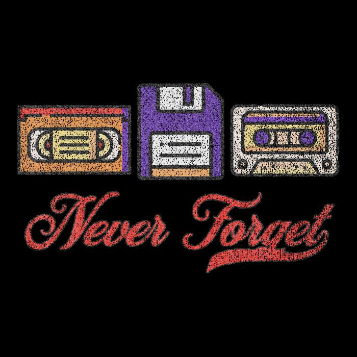 Never Forget Vintage Floppy Disk Vhs Tape 80s Cassette Retro Full-Length Apron With Pockets