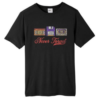 Never Forget Vintage Floppy Disk Vhs Tape 80s Cassette Retro Tall Fusion ChromaSoft Performance T-Shirt