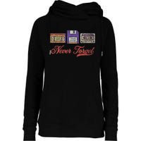 Never Forget Vintage Floppy Disk Vhs Tape 80s Cassette Retro Womens Funnel Neck Pullover Hood