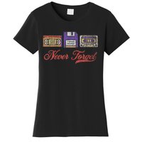 Never Forget Vintage Floppy Disk Vhs Tape 80s Cassette Retro Women's T-Shirt