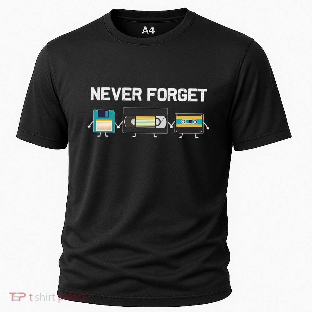 Never Forget Vhs Tape Cassette Floppy Disk 80s & 90s Gift Cooling Performance Crew T-Shirt