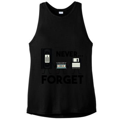 NEVER FORGET VHS TAPE, FLOPPY DISK, TAPE, FUNNY NOSTALGIA Ladies PosiCharge Tri-Blend Wicking Tank