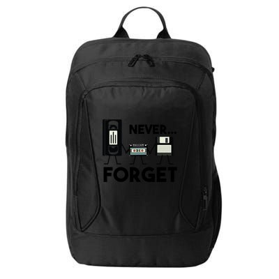 NEVER FORGET VHS TAPE, FLOPPY DISK, TAPE, FUNNY NOSTALGIA City Backpack