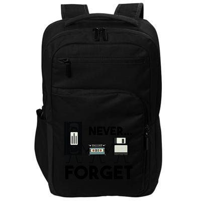 NEVER FORGET VHS TAPE, FLOPPY DISK, TAPE, FUNNY NOSTALGIA Impact Tech Backpack