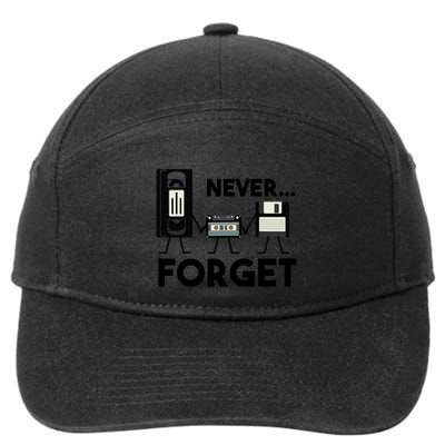 NEVER FORGET VHS TAPE, FLOPPY DISK, TAPE, FUNNY NOSTALGIA 7-Panel Snapback Hat