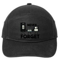 NEVER FORGET VHS TAPE, FLOPPY DISK, TAPE, FUNNY NOSTALGIA 7-Panel Snapback Hat