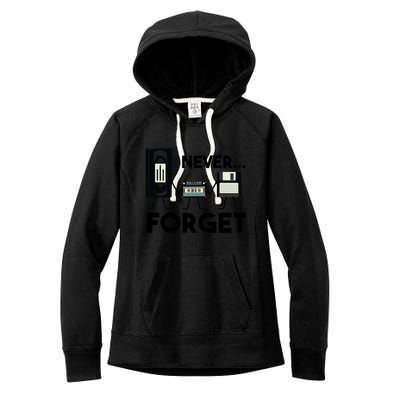 NEVER FORGET VHS TAPE, FLOPPY DISK, TAPE, FUNNY NOSTALGIA Women's Fleece Hoodie