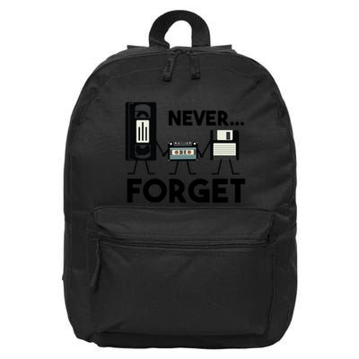 NEVER FORGET VHS TAPE, FLOPPY DISK, TAPE, FUNNY NOSTALGIA 16 in Basic Backpack