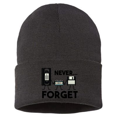 NEVER FORGET VHS TAPE, FLOPPY DISK, TAPE, FUNNY NOSTALGIA Sustainable Knit Beanie