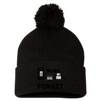 NEVER FORGET VHS TAPE, FLOPPY DISK, TAPE, FUNNY NOSTALGIA Pom Pom 12in Knit Beanie