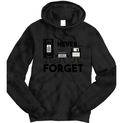NEVER FORGET VHS TAPE, FLOPPY DISK, TAPE, FUNNY NOSTALGIA Tie Dye Hoodie