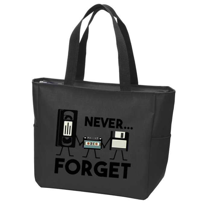 NEVER FORGET VHS TAPE, FLOPPY DISK, TAPE, FUNNY NOSTALGIA Zip Tote Bag