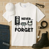 NEVER FORGET VHS TAPE, FLOPPY DISK, TAPE, FUNNY NOSTALGIA Tall T-Shirt