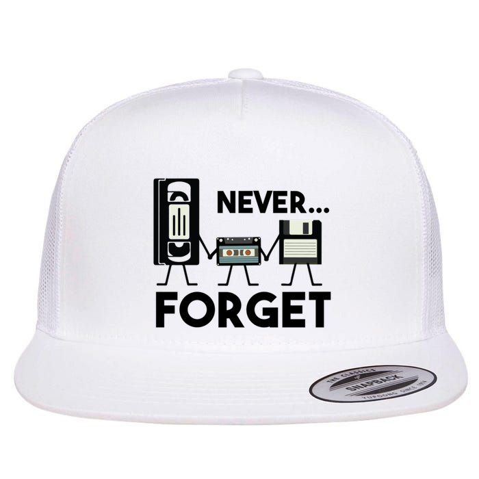 NEVER FORGET VHS TAPE, FLOPPY DISK, TAPE, FUNNY NOSTALGIA Flatbill Hat