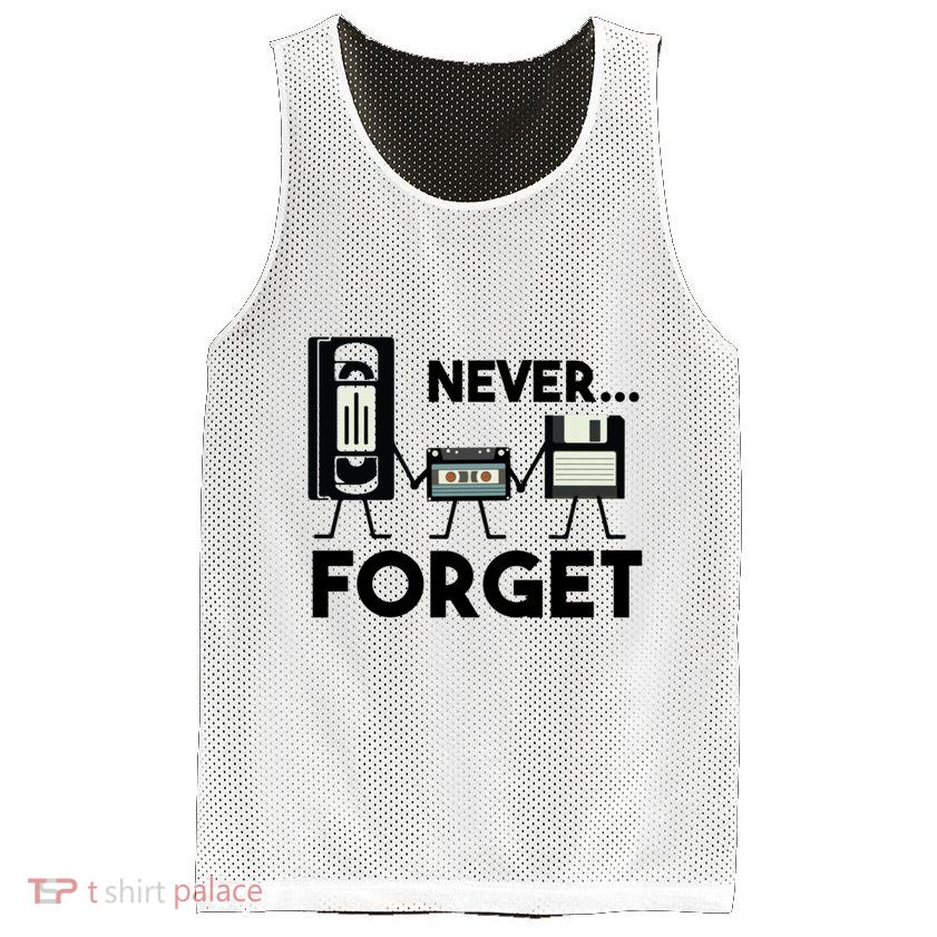 NEVER FORGET VHS TAPE, FLOPPY DISK, TAPE, FUNNY NOSTALGIA Mesh Reversible Basketball Jersey Tank