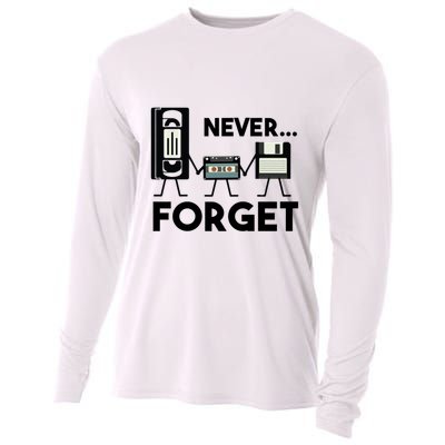 NEVER FORGET VHS TAPE, FLOPPY DISK, TAPE, FUNNY NOSTALGIA Cooling Performance Long Sleeve Crew