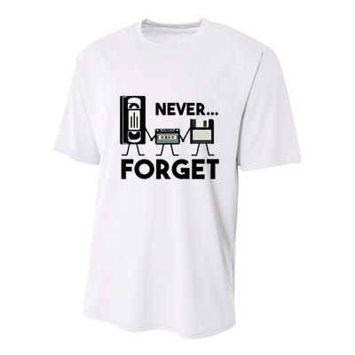 NEVER FORGET VHS TAPE, FLOPPY DISK, TAPE, FUNNY NOSTALGIA Youth Performance Sprint T-Shirt