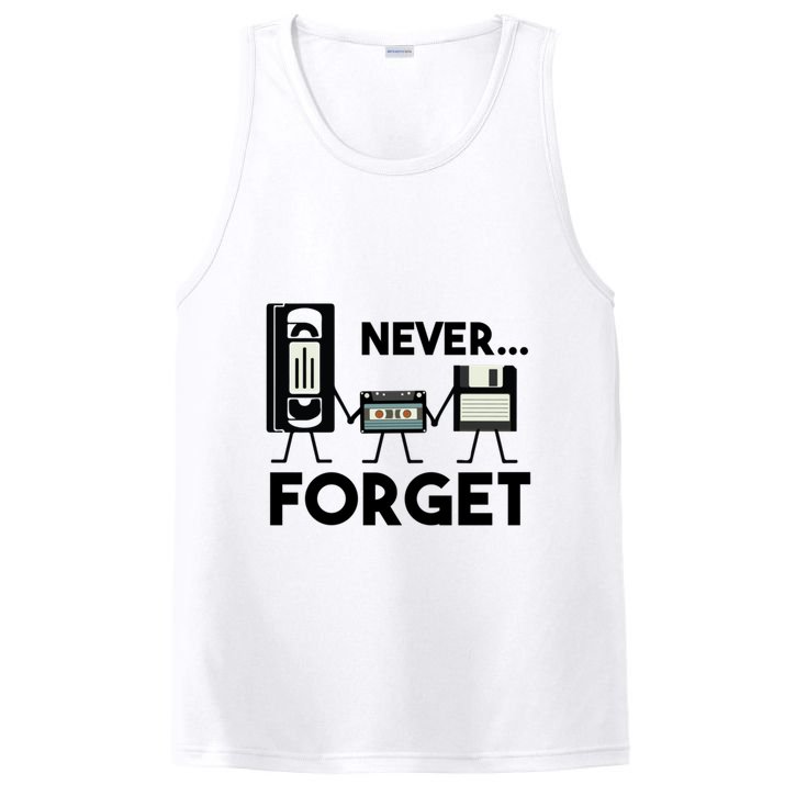 NEVER FORGET VHS TAPE, FLOPPY DISK, TAPE, FUNNY NOSTALGIA PosiCharge Competitor Tank
