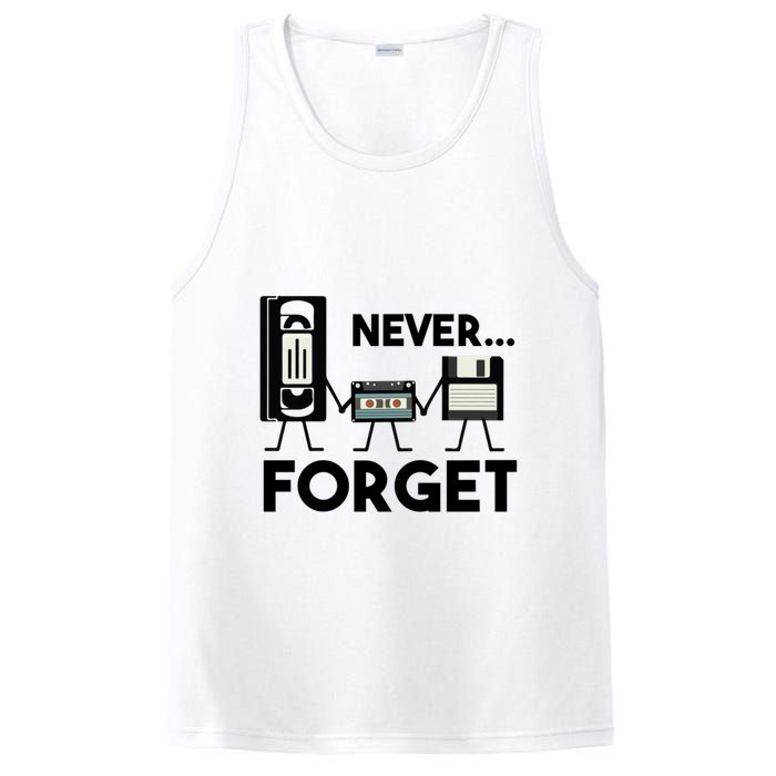 NEVER FORGET VHS TAPE, FLOPPY DISK, TAPE, FUNNY NOSTALGIA PosiCharge Competitor Tank