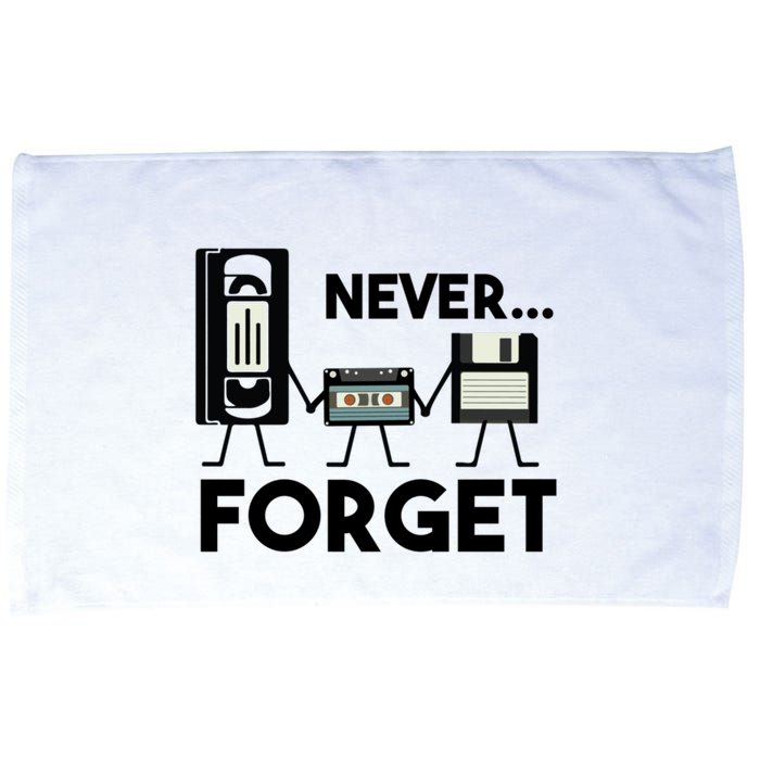 NEVER FORGET VHS TAPE, FLOPPY DISK, TAPE, FUNNY NOSTALGIA Microfiber Hand Towel