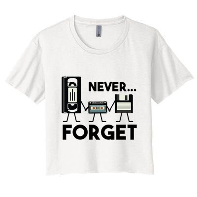 NEVER FORGET VHS TAPE, FLOPPY DISK, TAPE, FUNNY NOSTALGIA Crop Top
