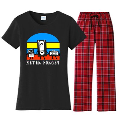 Never Forget Vhs Tapes Women's Flannel Pajama Set