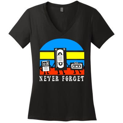 Never Forget Vhs Tapes Women's V-Neck T-Shirt