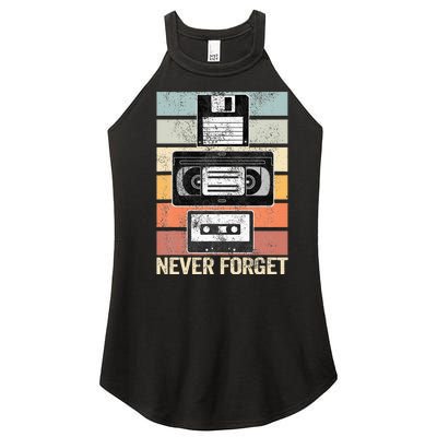 Never Forget Vintage Floppy Disk Vhs Tape 90s 80s Cassette Women’s Perfect Tri Rocker Tank