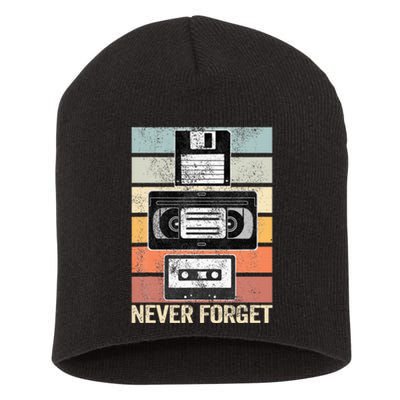 Never Forget Vintage Floppy Disk Vhs Tape 90s 80s Cassette Short Acrylic Beanie