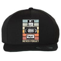 Never Forget Vintage Floppy Disk Vhs Tape 90s 80s Cassette Wool Snapback Cap